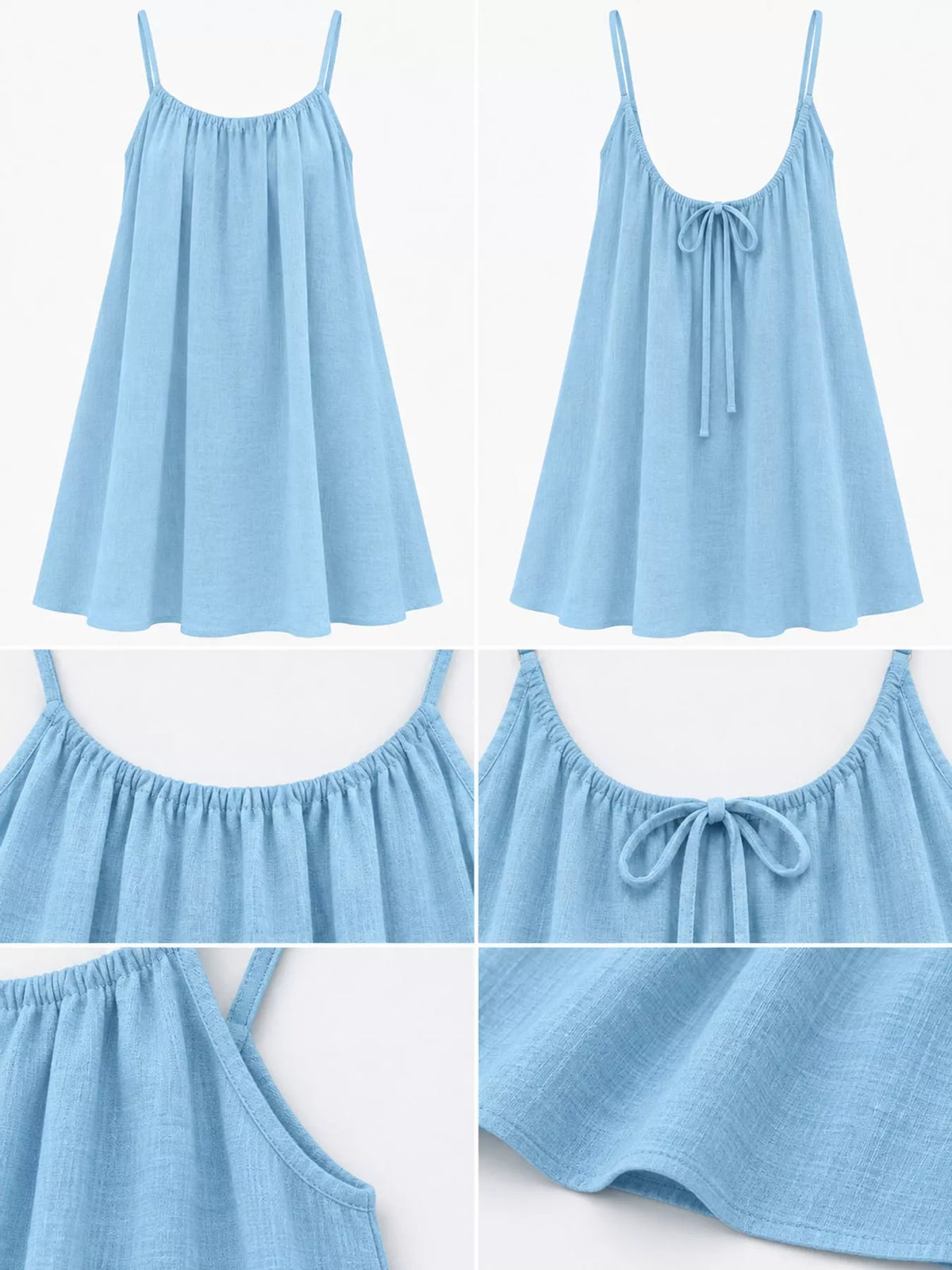 Full Size Backless Spaghetti Strap A-Line Mini Dress Plus Size - Light Blue-Style C - View 35