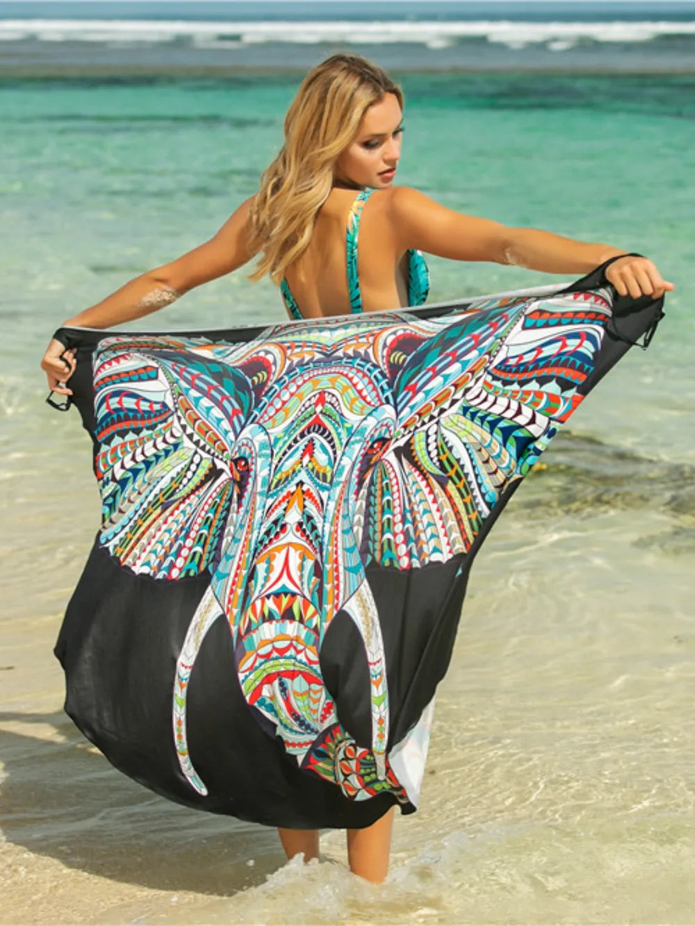 Printed Spaghetti Strap Cover Up - Multicolor - View 16