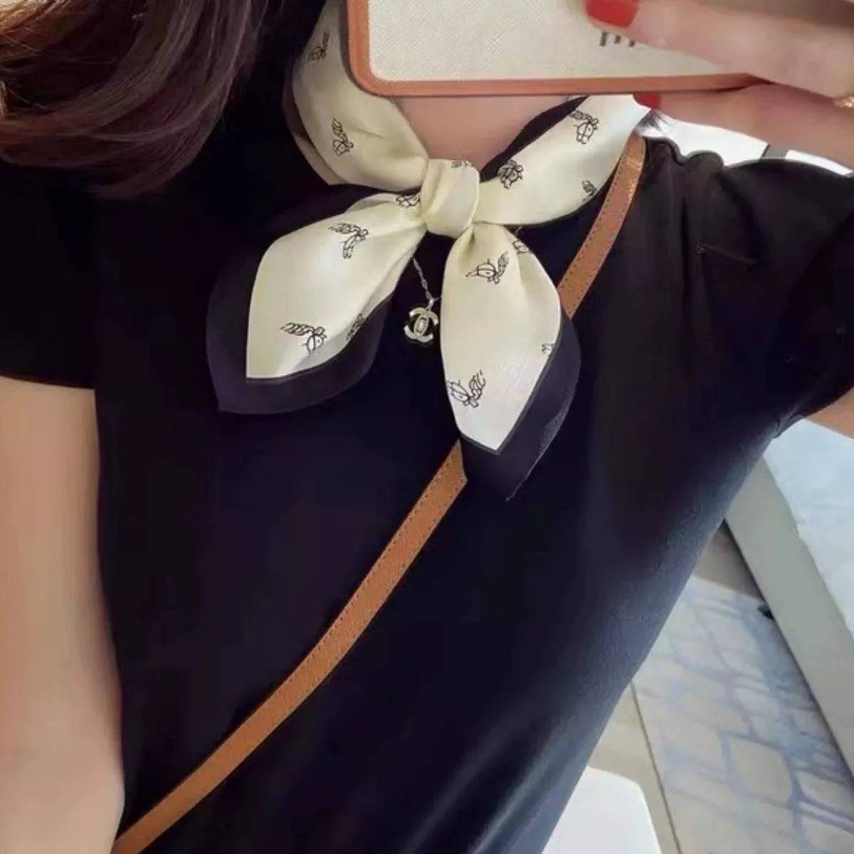 Printed Lightweight Silk Scarf - Off-white - View 4