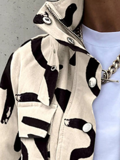 Snap Down Cropped Jacket - Cream - View 2