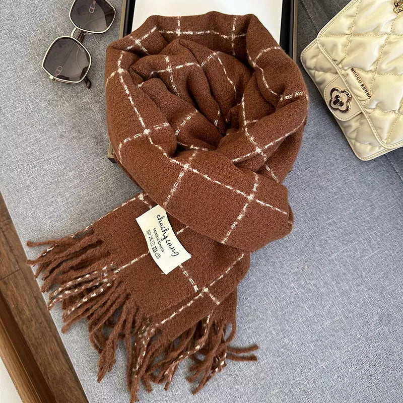Fringe Plaid Scarf - Caramel - View 2