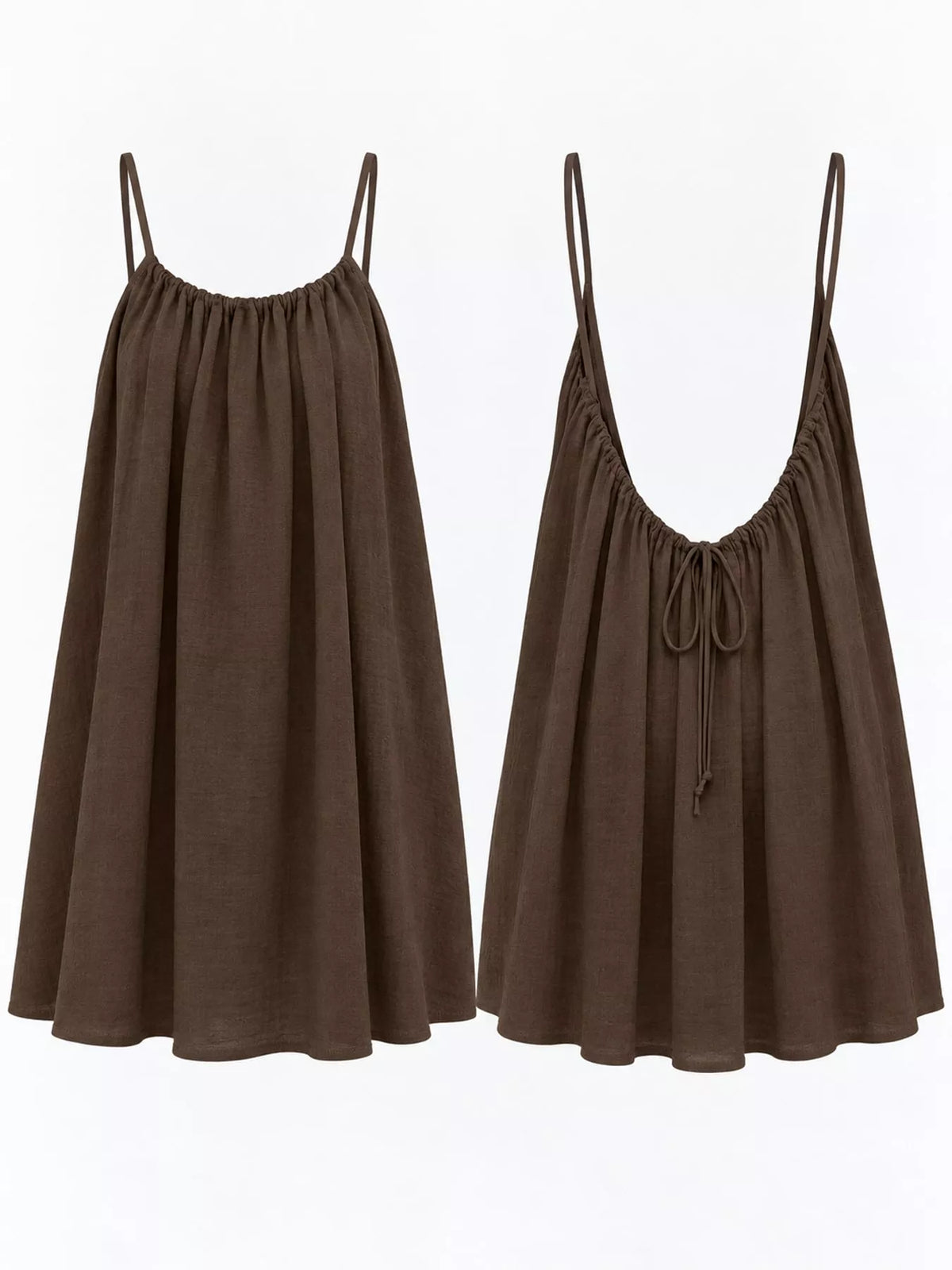 Full Size Backless Spaghetti Strap A-Line Mini Dress Plus Size - Coffee-Style C - View 46