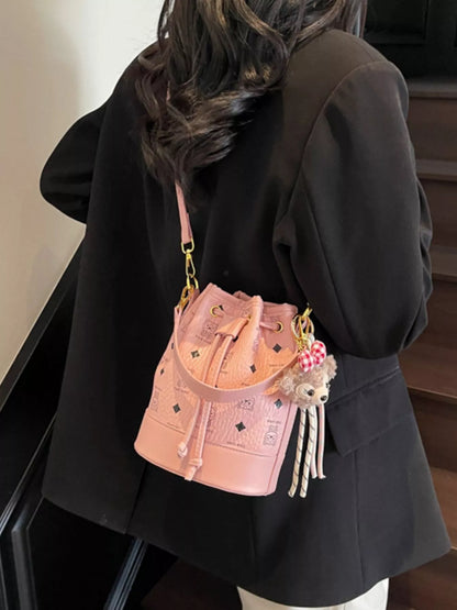 Drawstring Bucket Crossbody Bag - Blush Pink - View 6