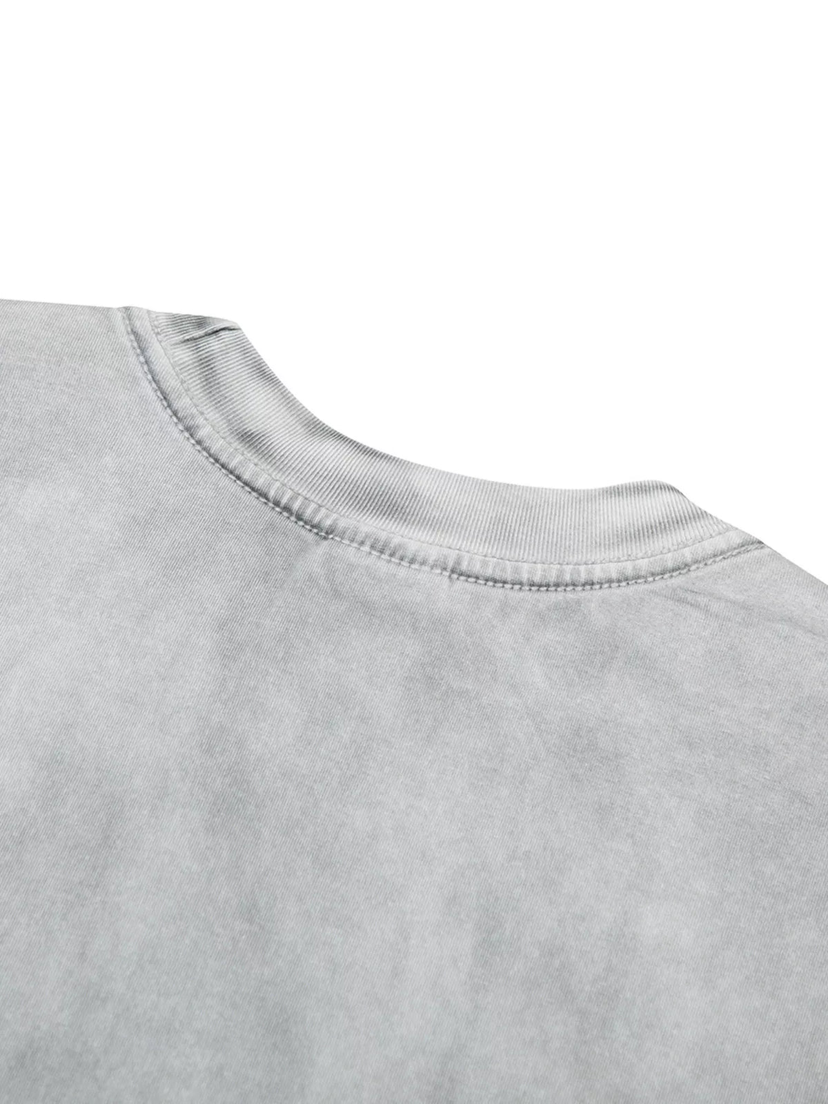Men's Washed Round Neck Short Sleeve T-Shirt - White Gray - View 6
