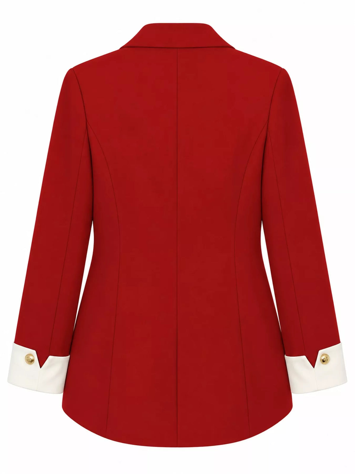Full Size Single-Breasted Blazer with Gold Button Accents Plus Size - Red - View 22