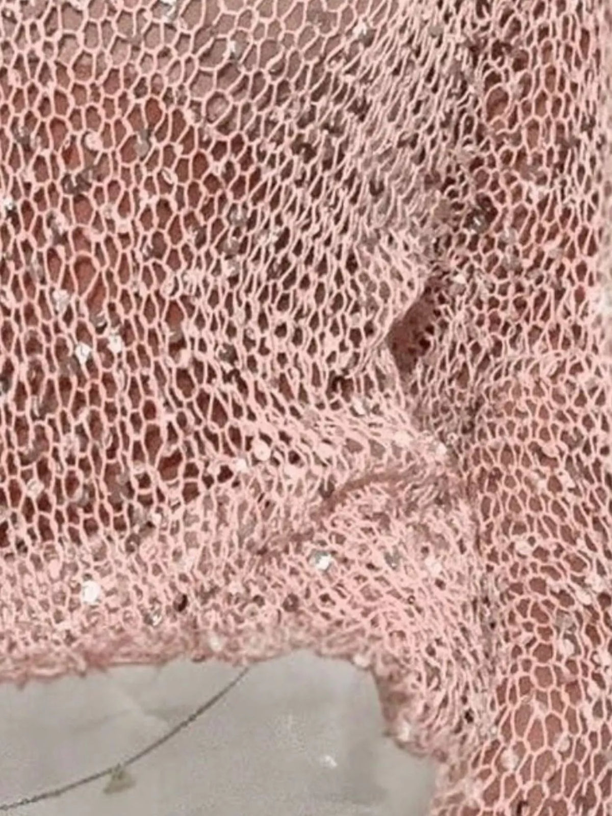 Sequin Long Sleeve Knit Cover Up - Pink - View 2