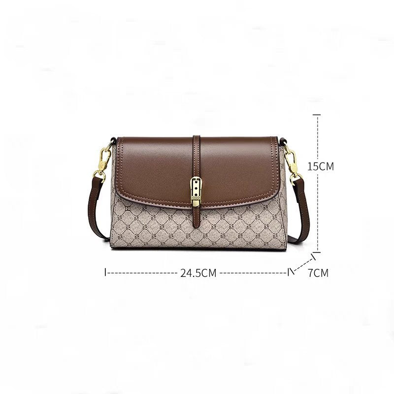 Adjustable Strap Flap Crossbody Bag - Brown - View 4