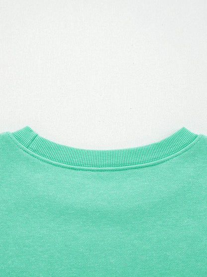 Halloween Ghost Embroidered Casual Sweatshirt - Turquoise - View 5