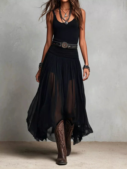 Full Size Scoop Neck Sleeveless Maxi Dress Plus Size - Black - View 2