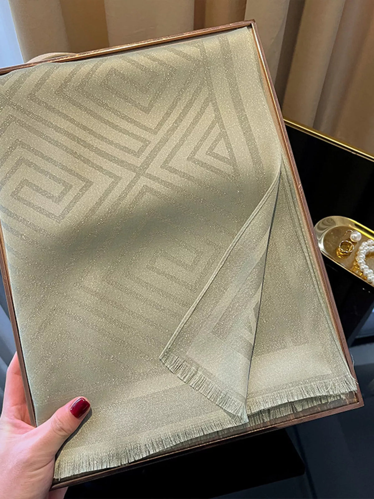 Raw Hem Lightweight Scarf - Matcha - View 18