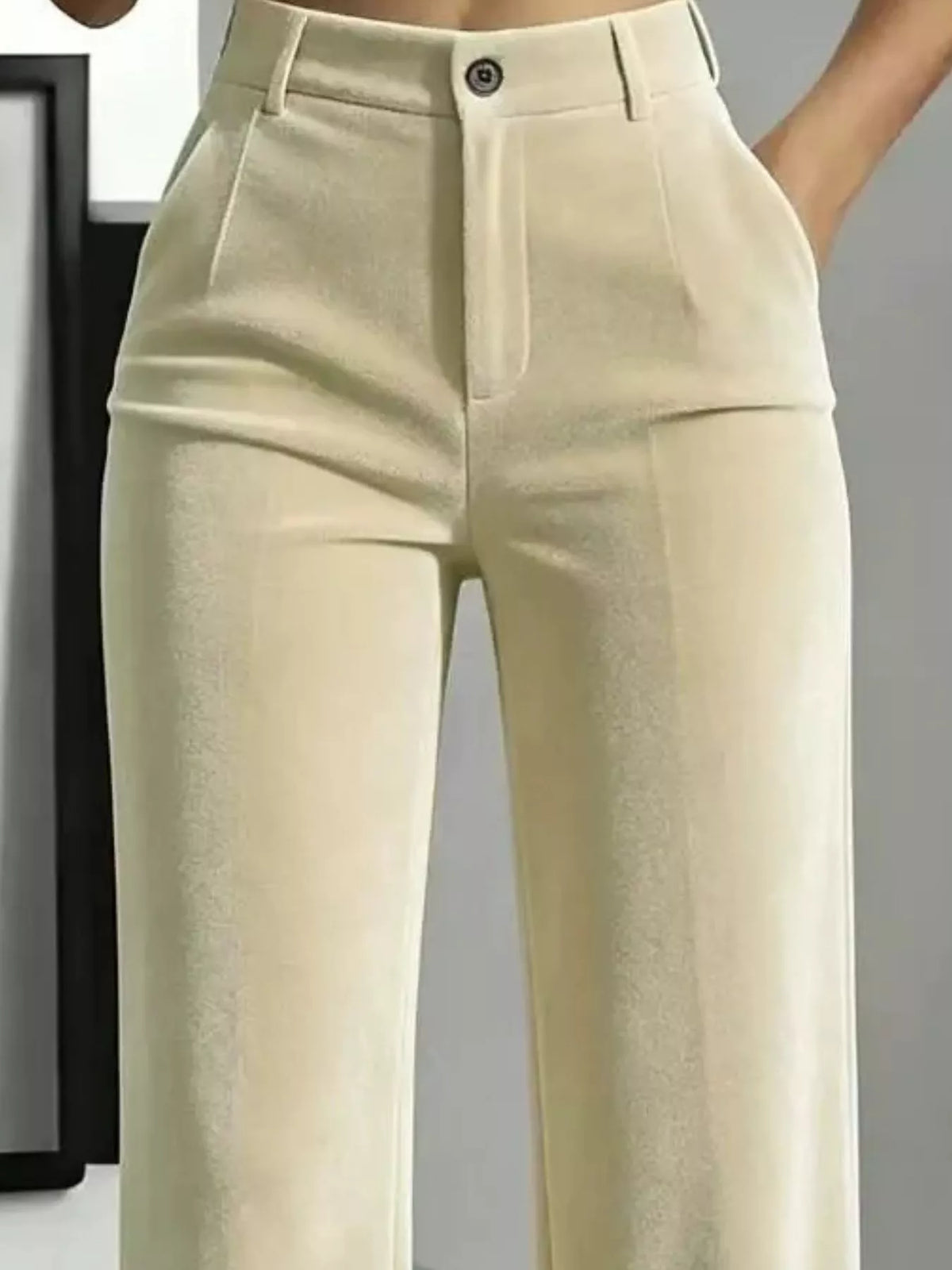 Full Size High-Waisted Velvet Pants Plus Size - Apricot - View 2