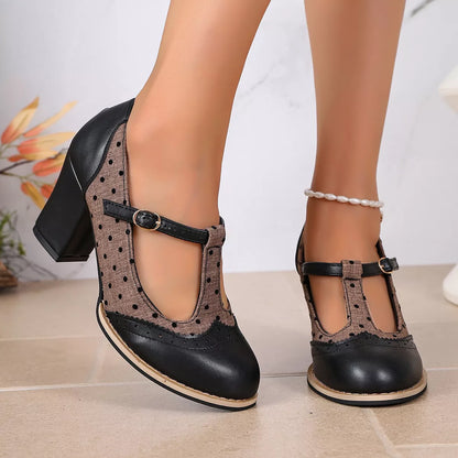 Point Toe Block Heels Pumps - Black - View 2