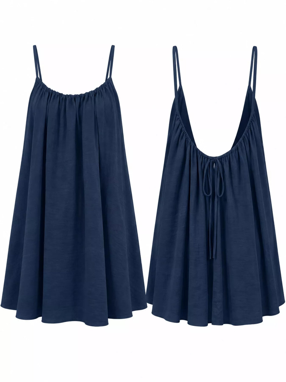 Full Size Backless Spaghetti Strap A-Line Mini Dress Plus Size - Navy-Style C - View 91