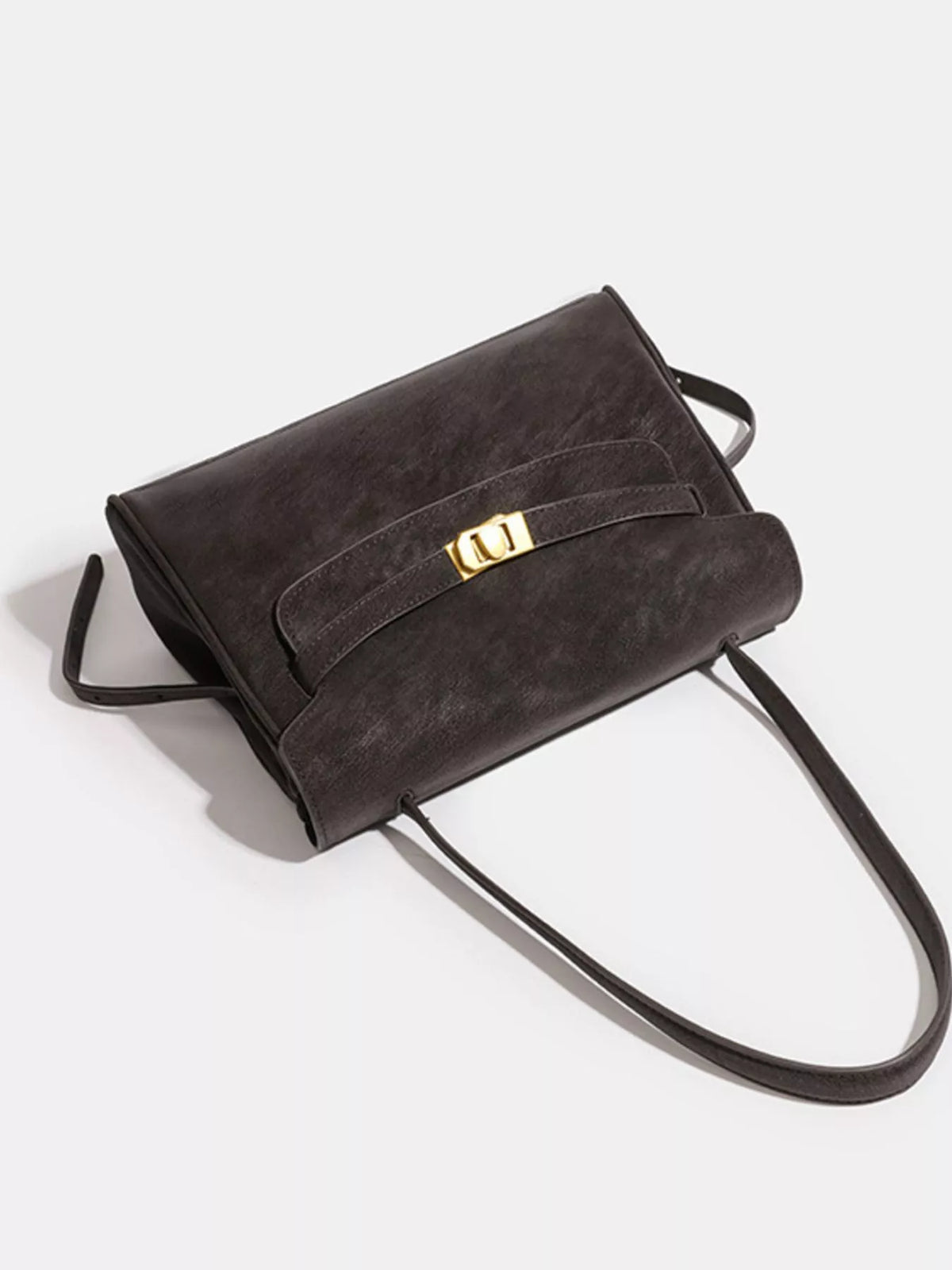 Buckle Closure Shoulder Bag - Coffee - View 5
