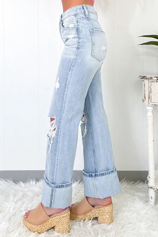 Distressed High Waist Jeans with Pockets - product photo 2