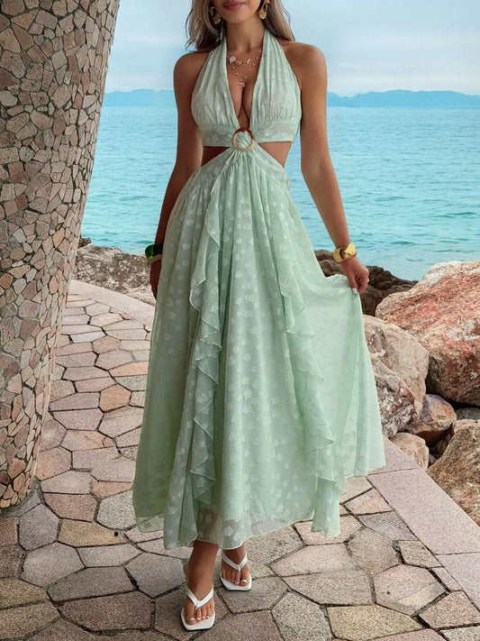 Ruffled Halter Neck Maxi Dress - product photo 1