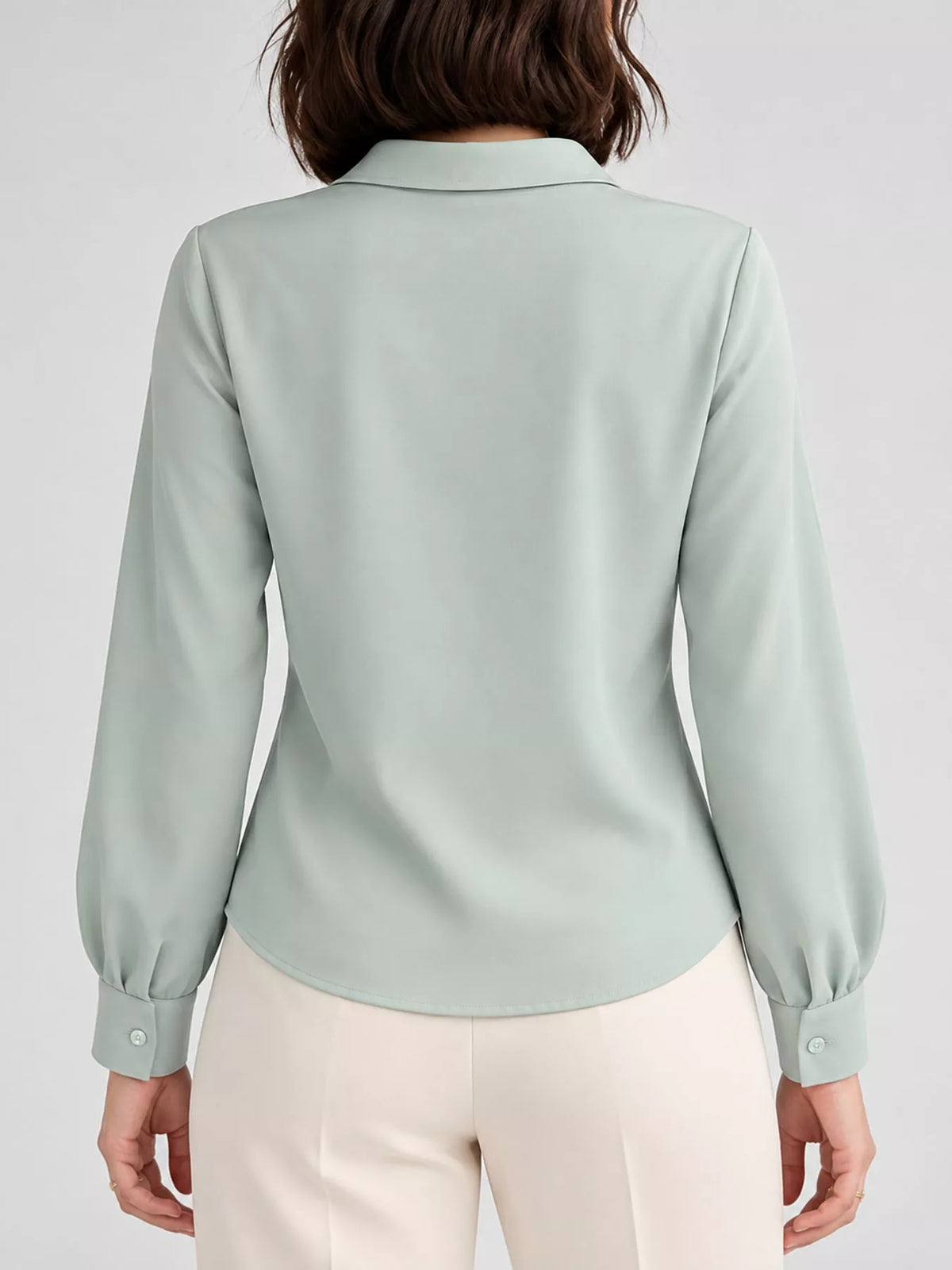Button Up Long-Sleeve Shirt - Light Green - View 58
