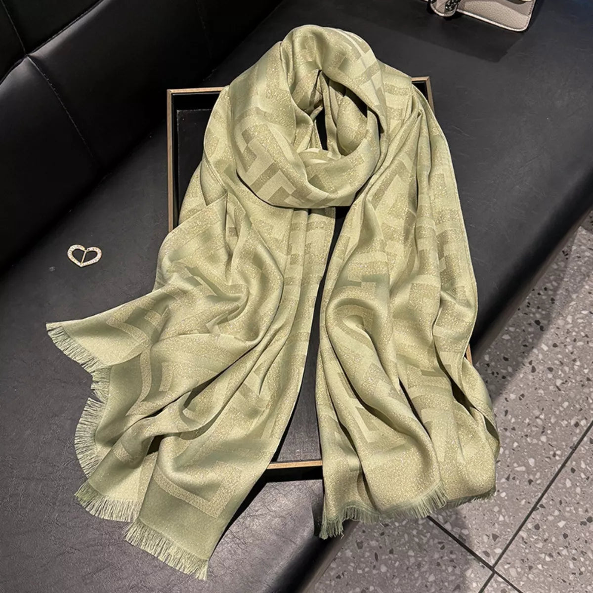 Raw Hem Scarf - Gum Leaf - View 3