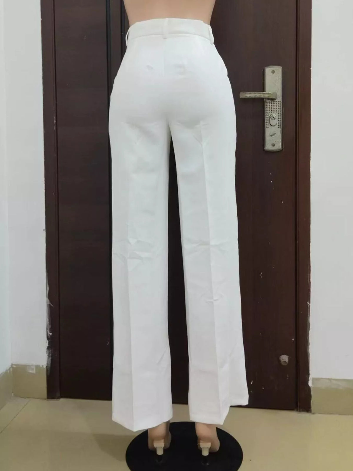 High-Waisted Wide-Leg Pants - Ivory White - View 6