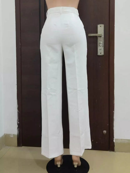 High-Waisted Wide-Leg Pants - Ivory White - View 6