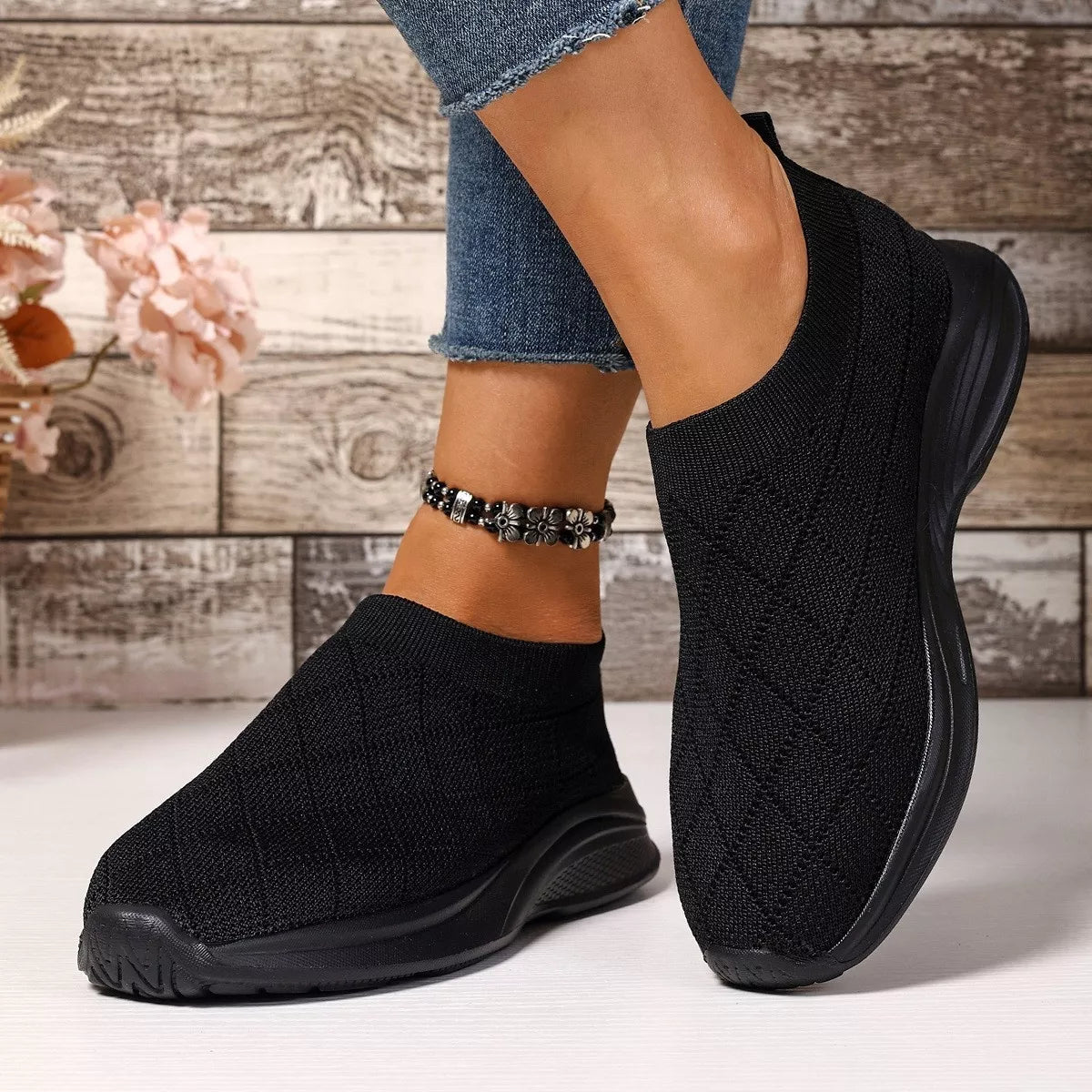 Breathable Mesh Round Toe Shoes - Black - View 2