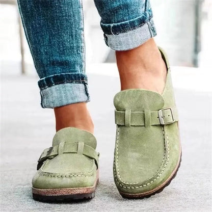 Round Toe Slip-Ons - Green - View 1