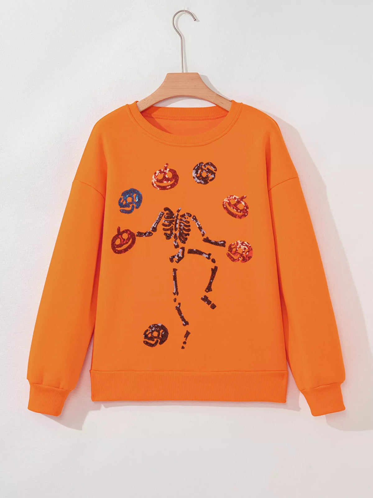 Dancing Critters Sequin Halloween Crewneck Sweatshirt - Orange - View 7