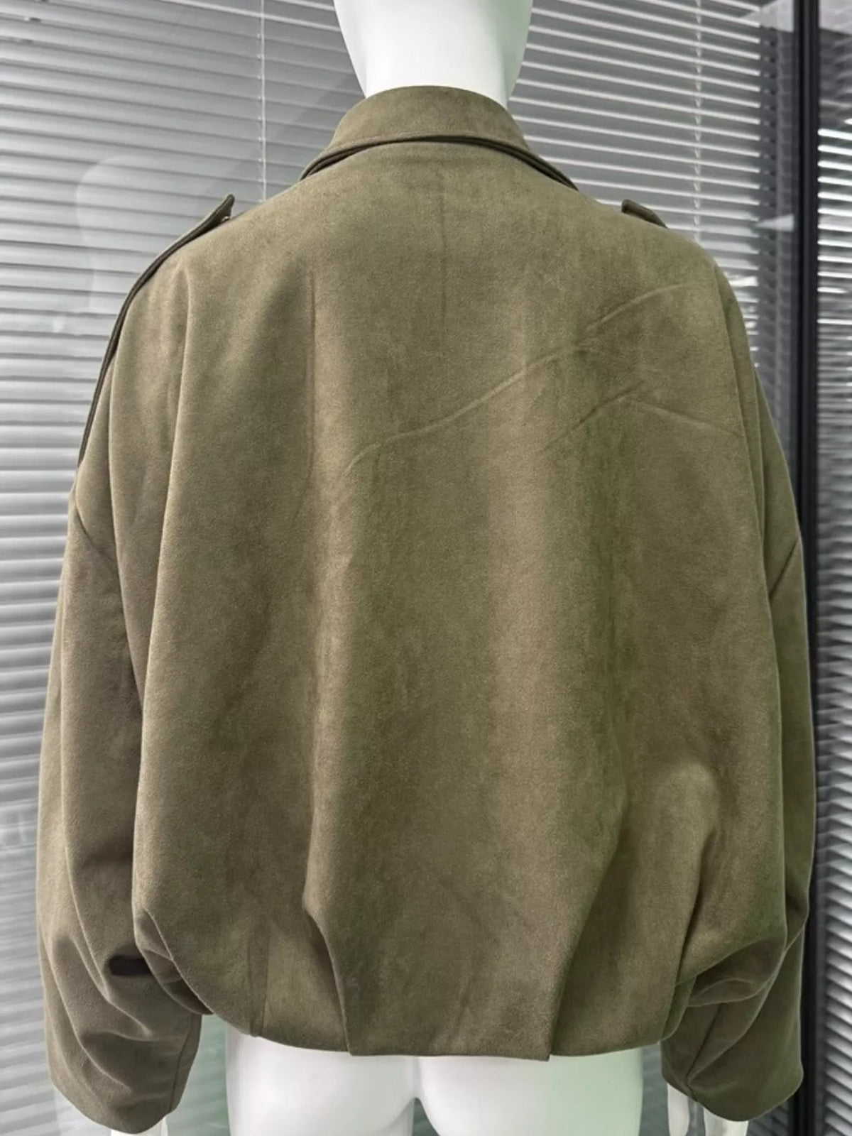 Elastic Hem Batwing Sleeve Jacket - Army Green - View 20