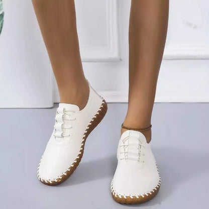 Round Toe Lace Up Sneakers - Off-white - View 1