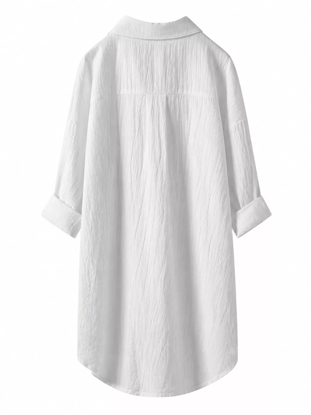Full Size Casual Button-Down Shirt with Dual Chest Pockets Plus Size - White - View 5