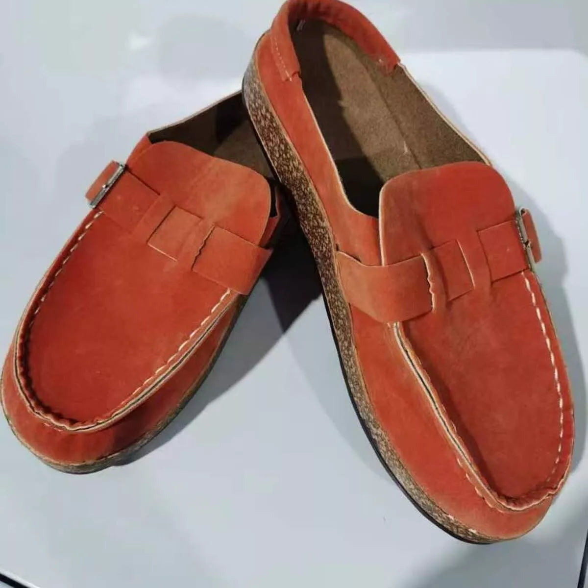 Round Toe Slip-Ons - Orange Red - View 2