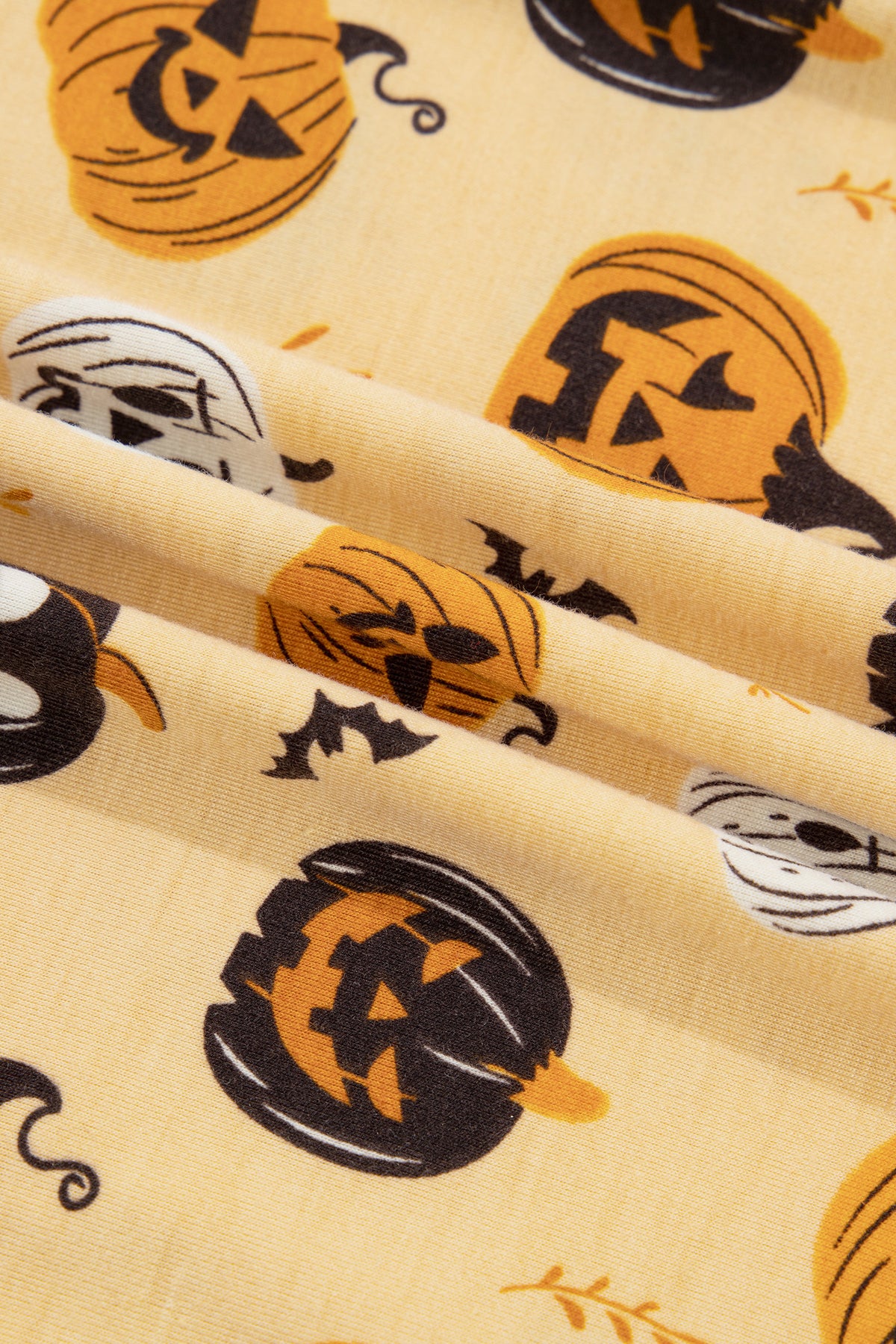 Orange Long Sleeve Ruffle Pumpkin Face Print Two Piece Lounge Set - product photo 10