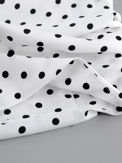Polka Dot Mermaid Maxi Skirt - White - View 8