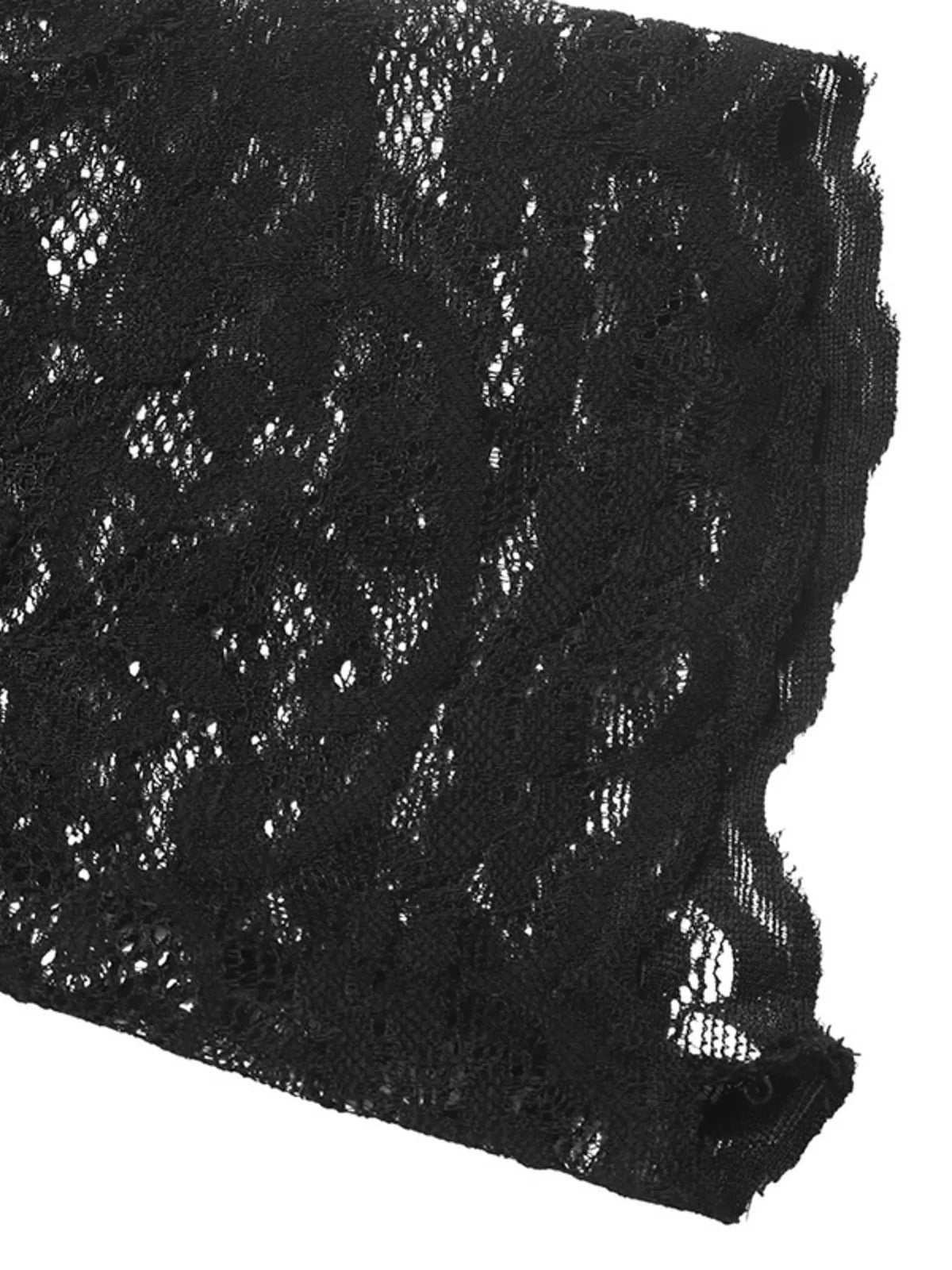 Lace Sleeve Square Neck Top - Black - View 12