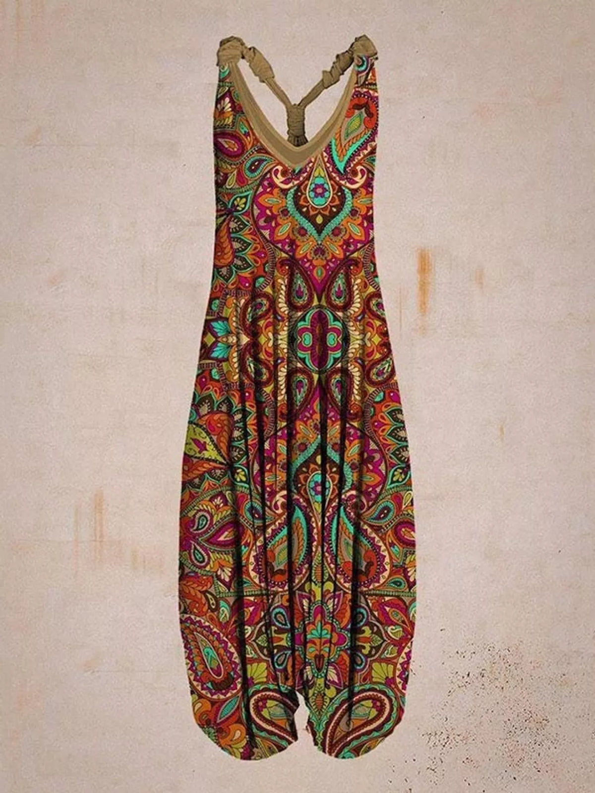 Full Size Printed V-Neck Sleeveless Jumpsuit Plus Size - 8-- - View 14