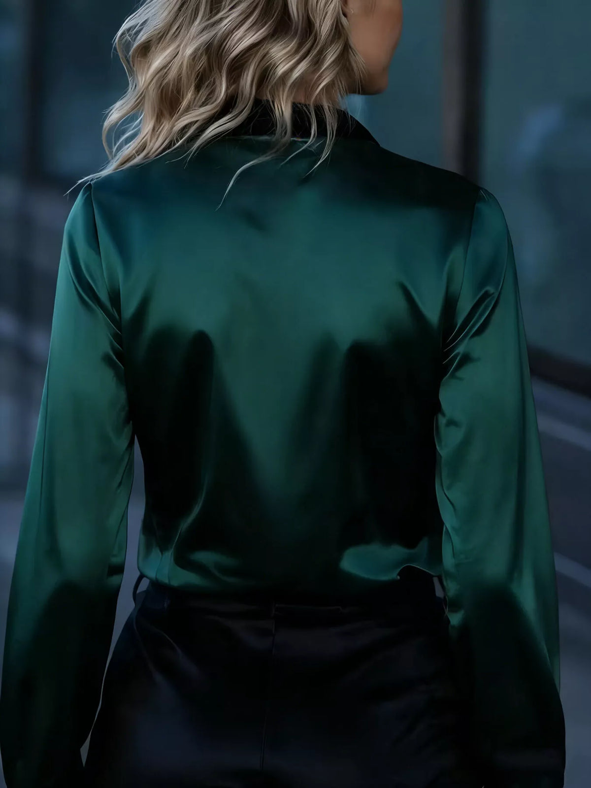 Button Up Long Sleeve Shirt - Green - View 4