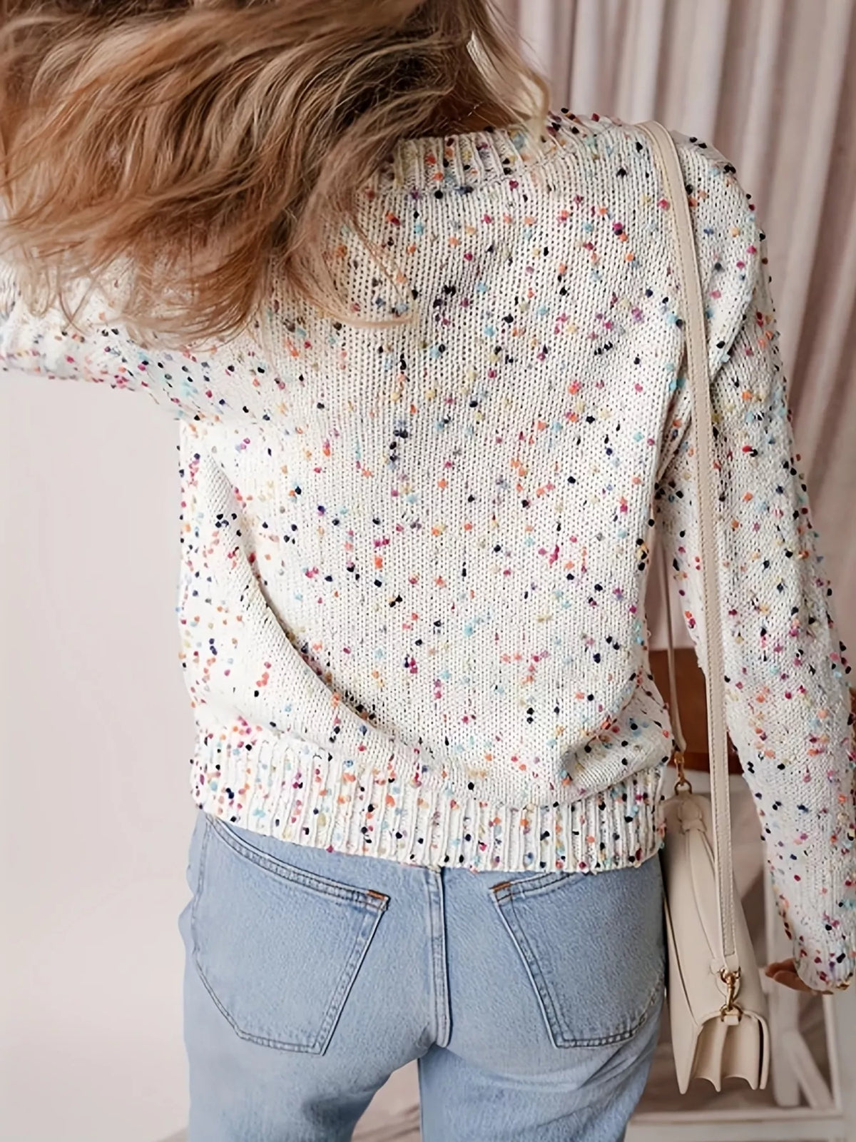 Textured Knit Button-Up Cardigan - White - View 6