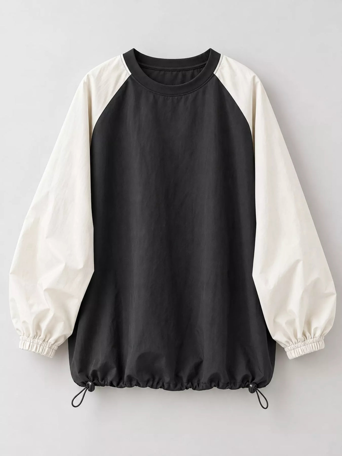 Color-Block Raglan Sleeve Sweatshirt - Black And Apricot - View 11