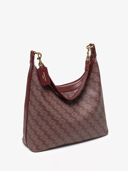 Printed PU Leather Shoulder Bag - Wine Red - View 7