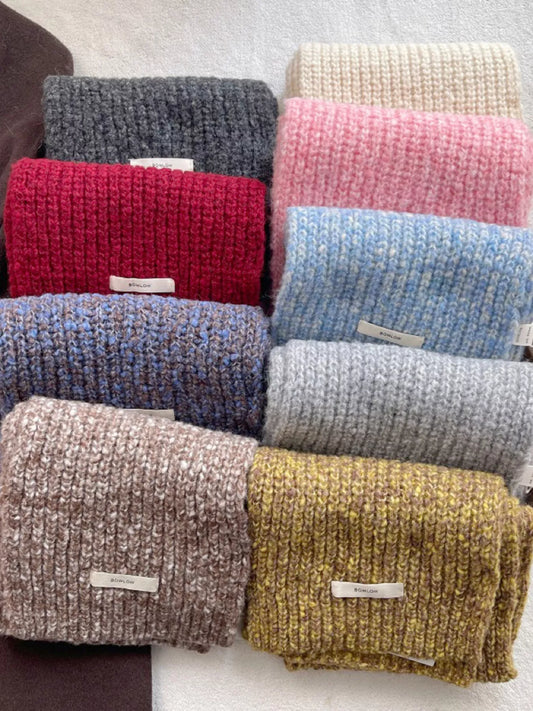Cozy Knitted Winter Scarf - Assorted knitted scarf colorways together - View 1