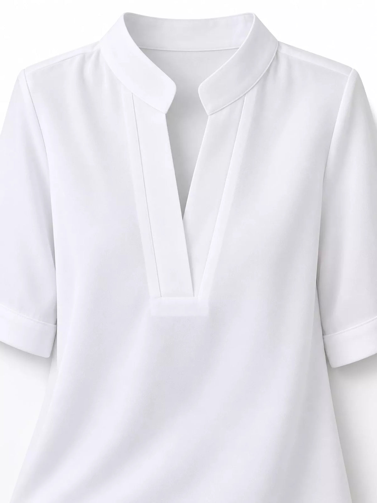 Full Size Notched Short Sleeve Blouse Plus Size - White - View 16