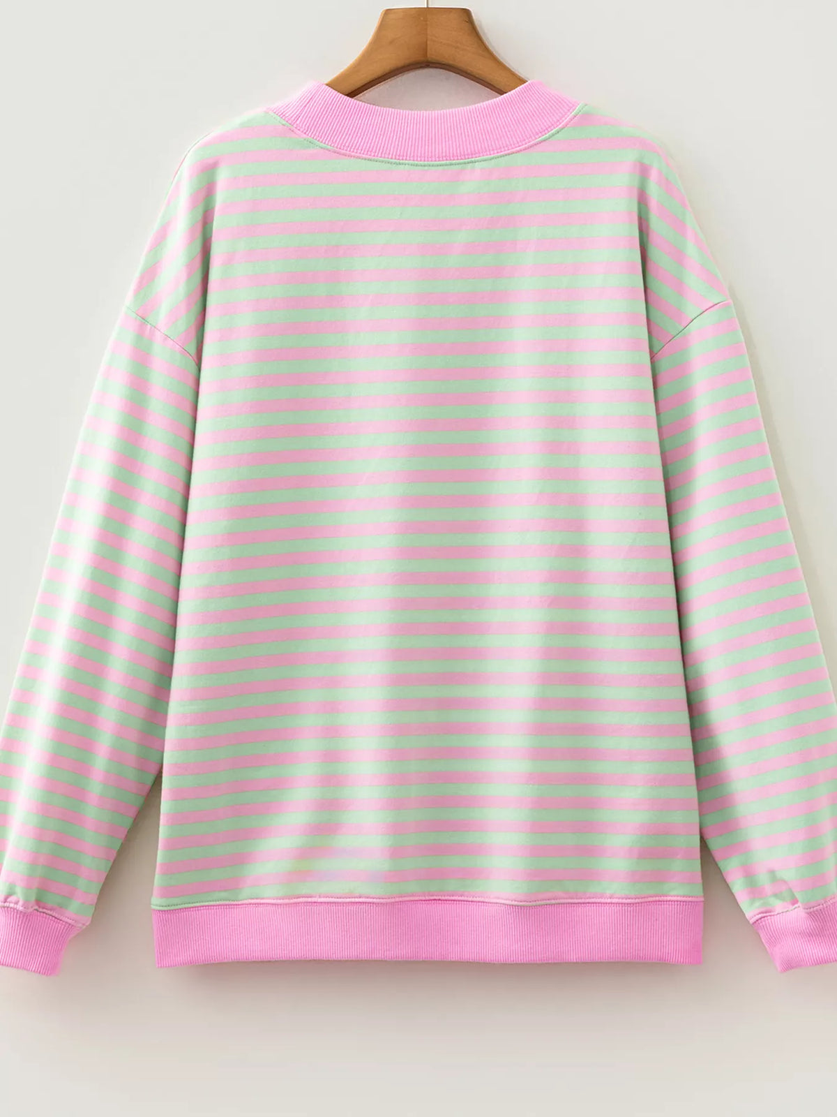 Striped Round Neck Long Sleeve Sweatshirt - Stripe - View 3