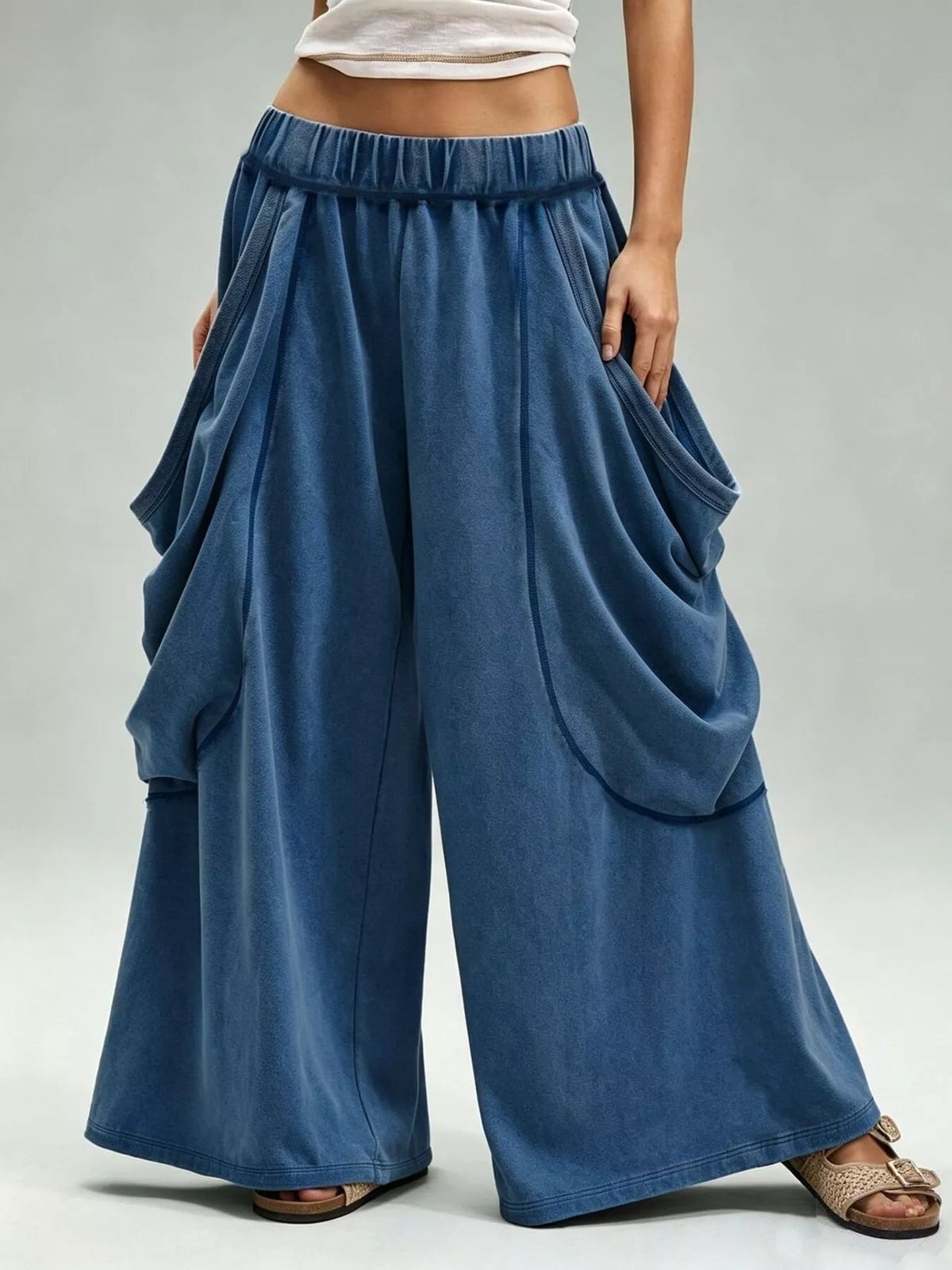 Oversized Wide-Leg Cargo Pants - All Colors - View 1