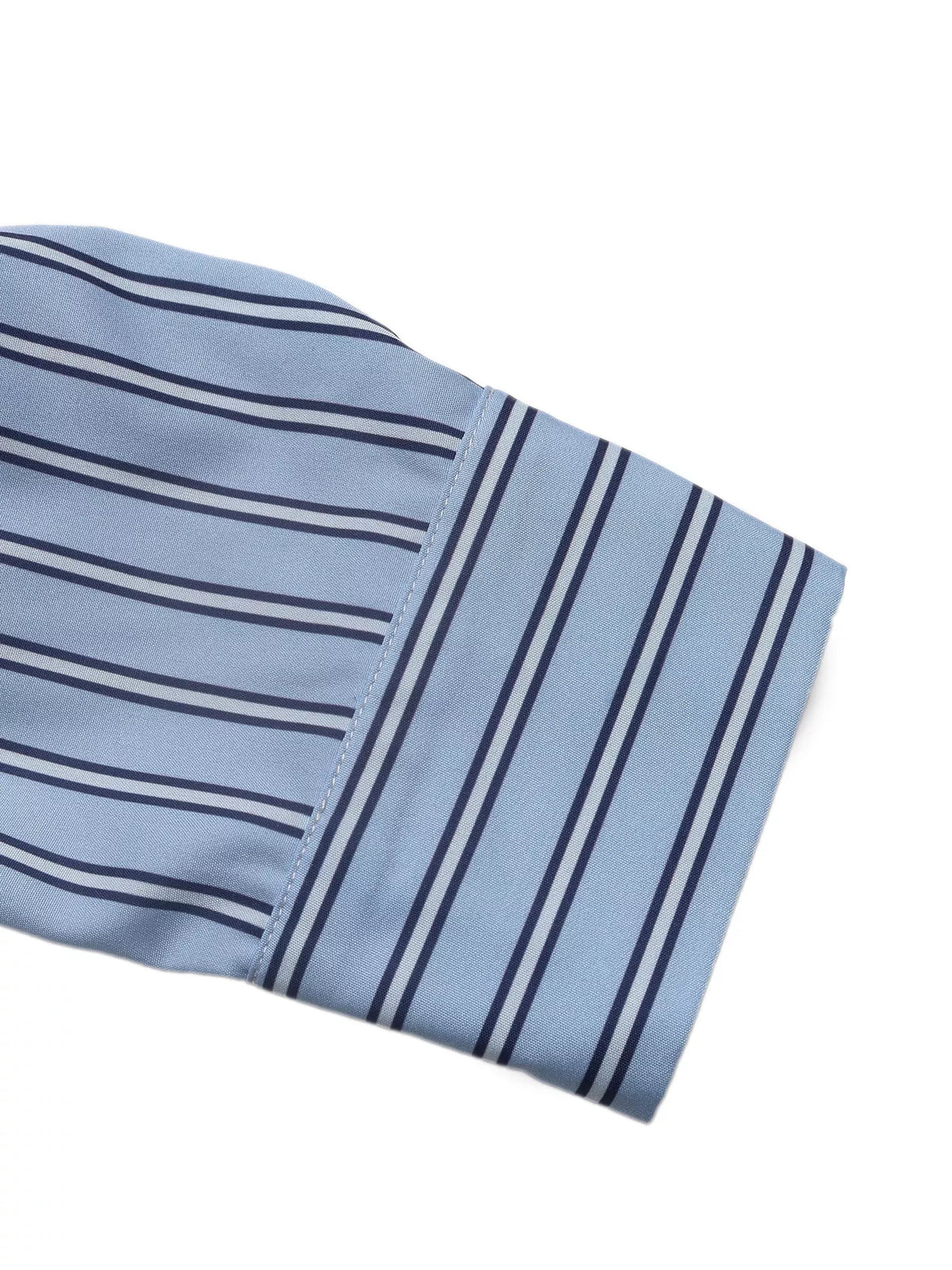 Striped Long Sleeve Blouse with Bow Tie - Blue - View 8