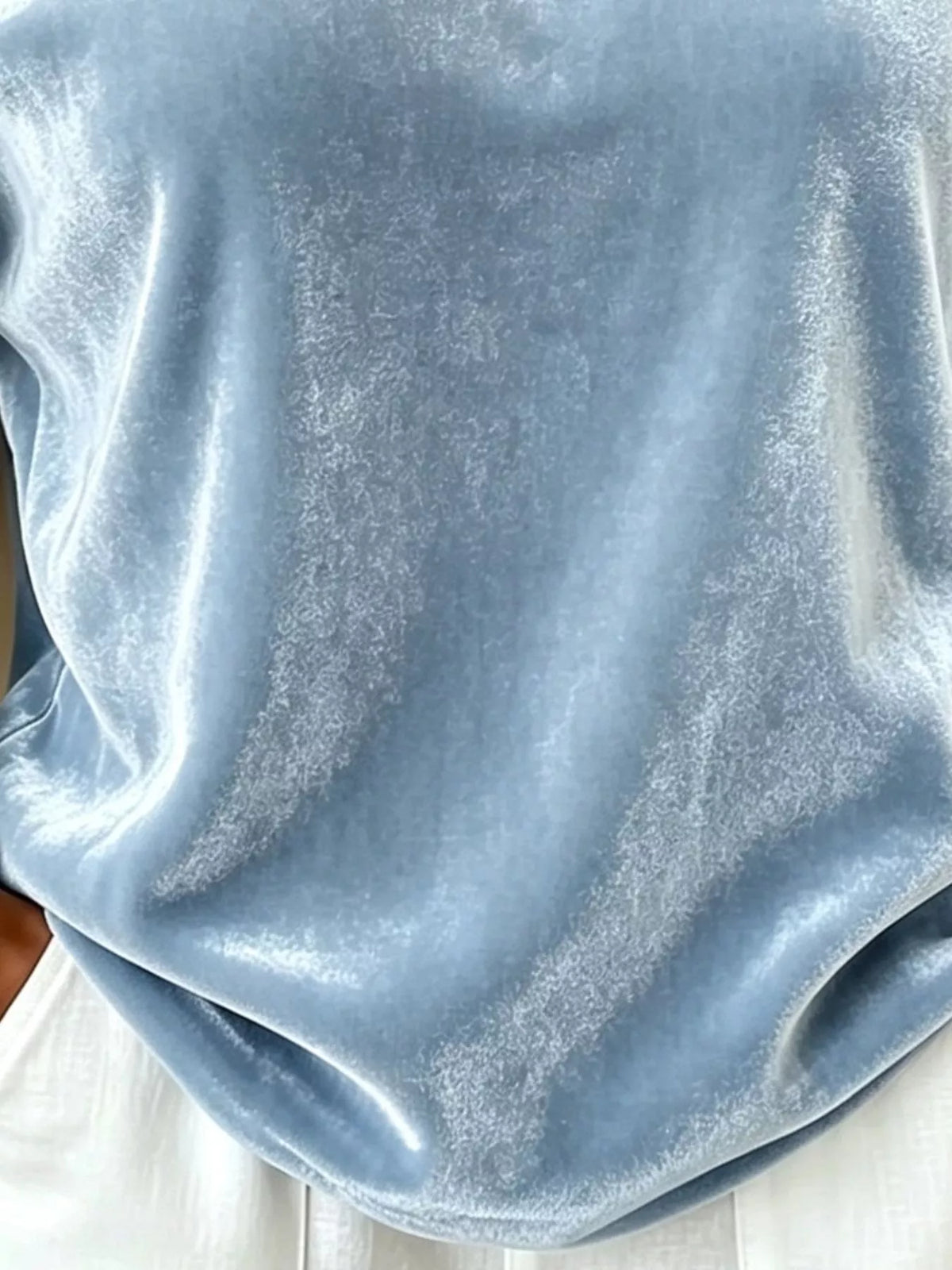 Full Size Velvet Asymmetrical Neck Sweatshirt with Buckle Detail Plus Size - Blue - View 2