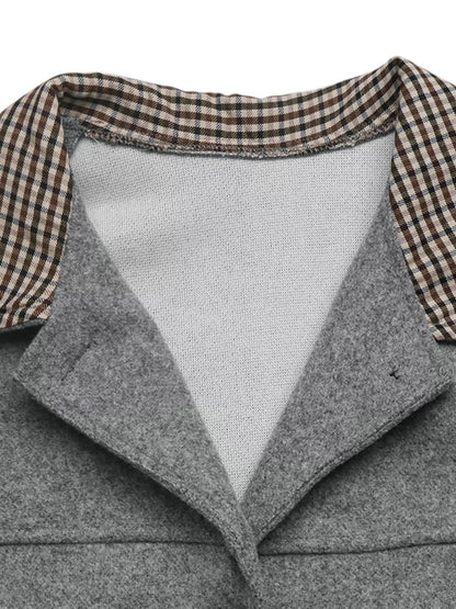 Button-Down Outerwear with Gingham Contrast Details - Gray - View 6