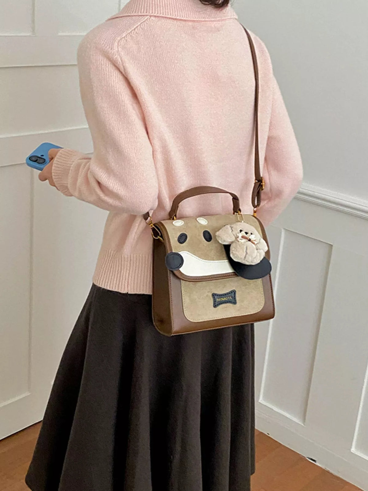 Color Block Backpack Bag - Khaki - View 9