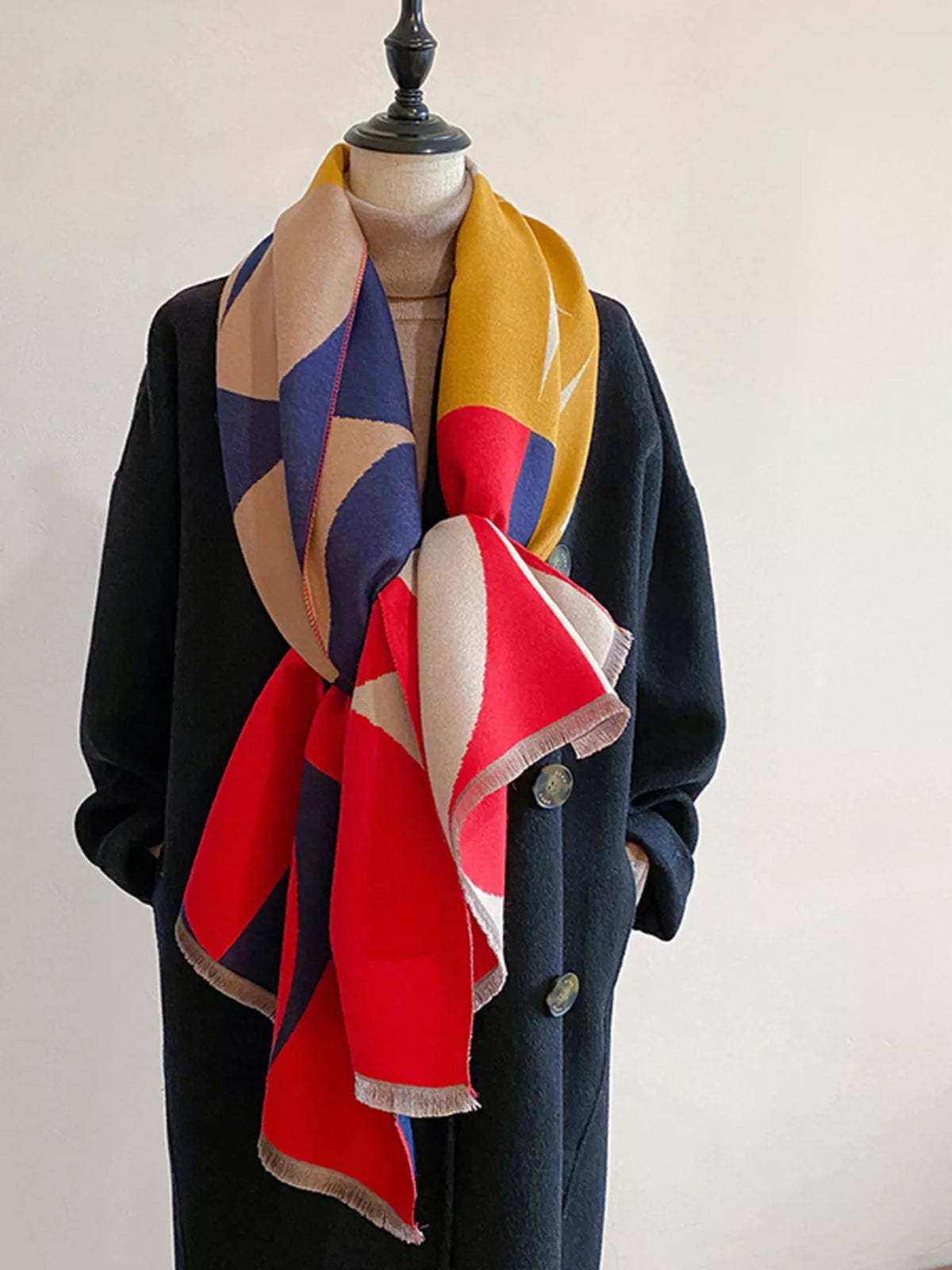 Contrast Raw Hem Scarf - Orange - View 9