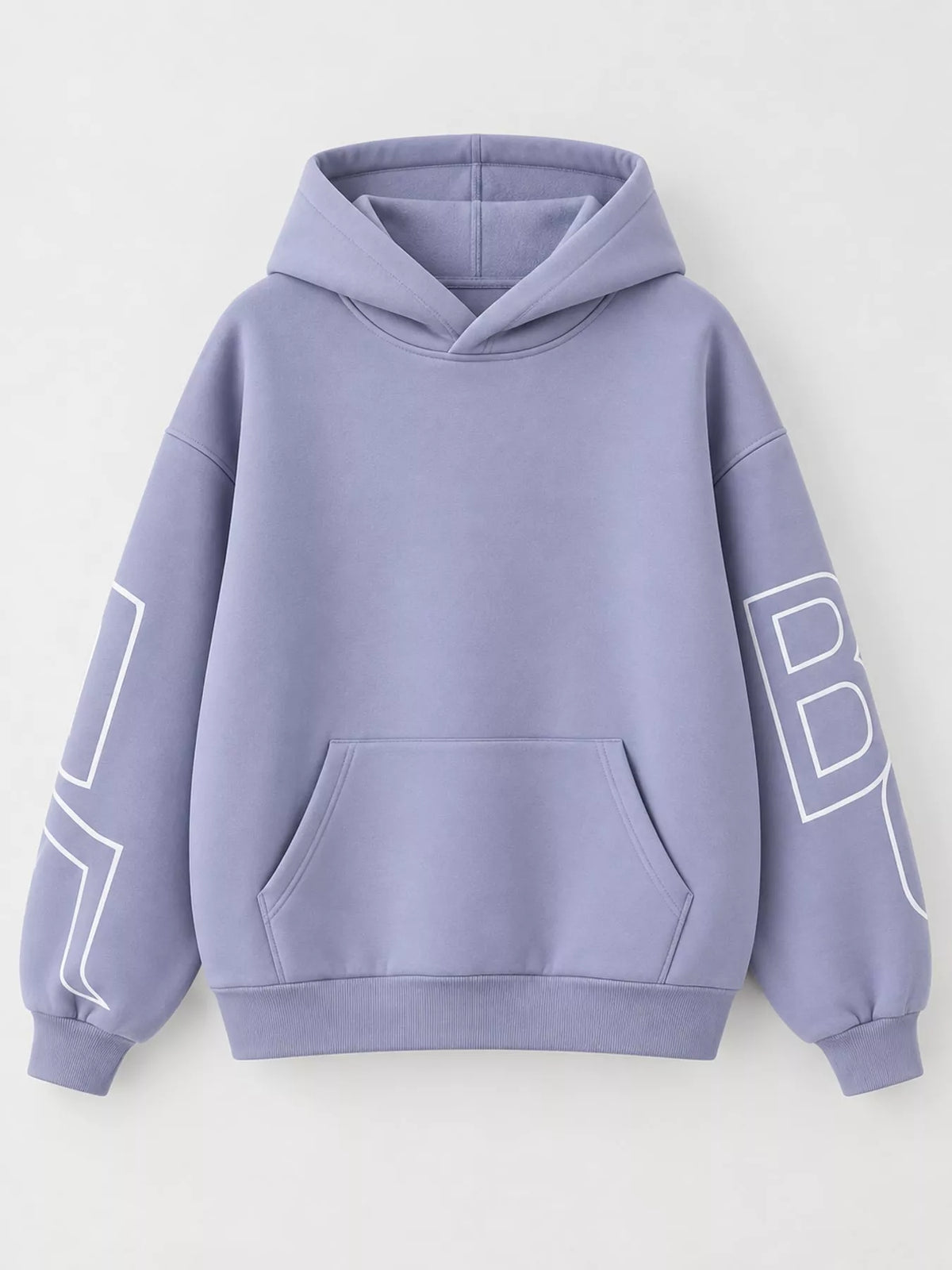 Letter Back Hoodie with Kangaroo Pocket - Lavender - View 18