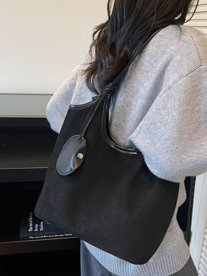 Suede Texture Shoulder Bag - Black - View 2